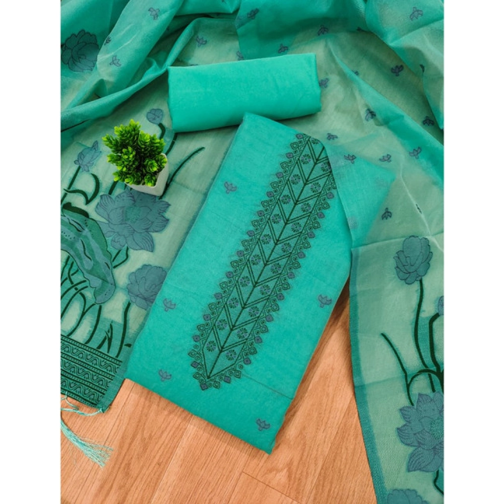 Women's Banarasi Silk Printed Unstitched Salwar Suit Material With Dupatta (sea Green, 3Mtrs) - Image 2