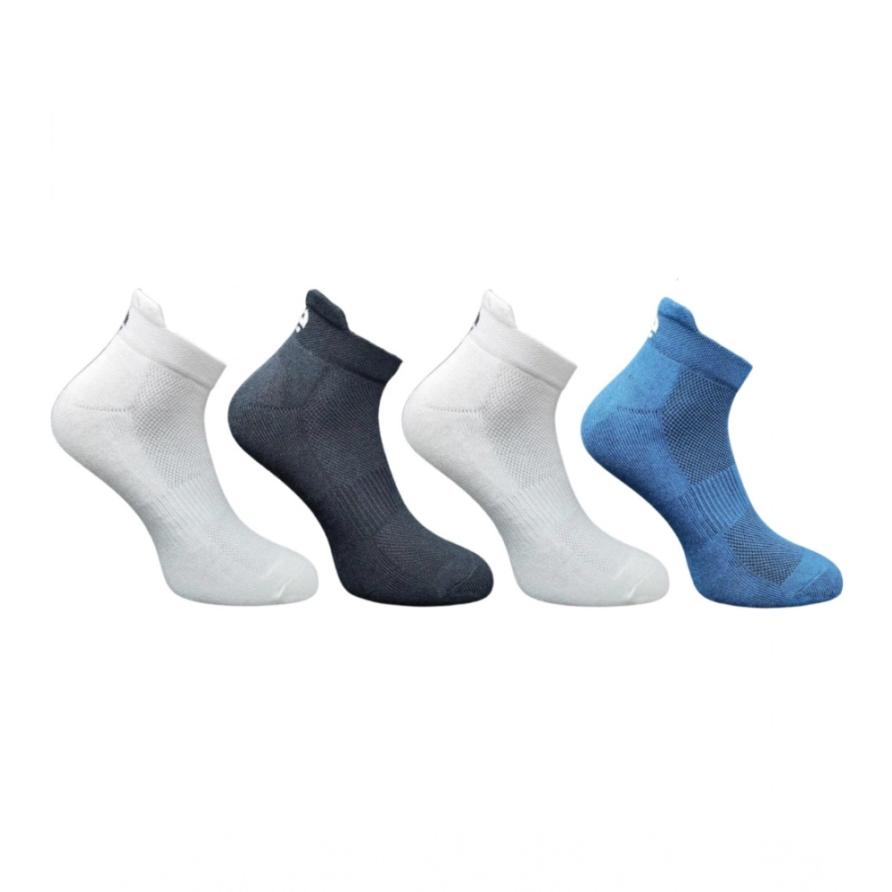 4_Pair Set Unisex Casual Bamboo Cotton Printed Ankle Length Socks (Multicolor)