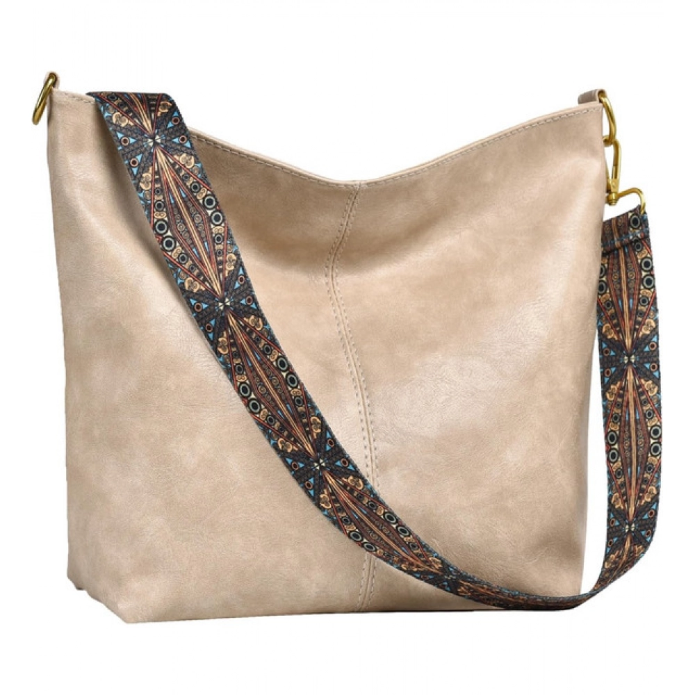 Women's PU Leather Zipper Handbag (Beige) - Image 4