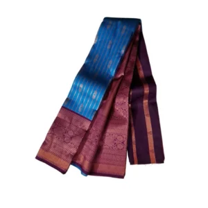 Women's Soft Silk Wooven Saree With Unstitched Blouse 5.5Mtr (Blue)