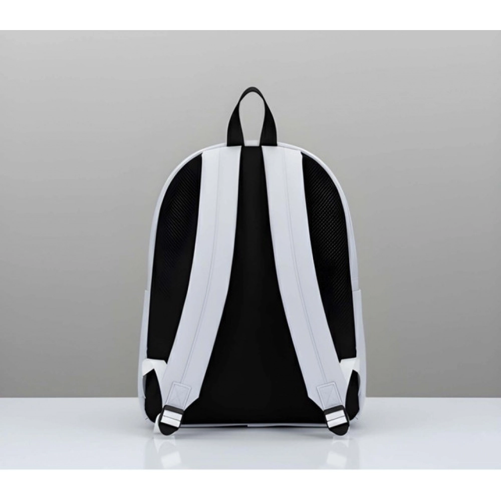 Unisex PU Leather Solid Medium Zipper Backpack (Grey) - Image 2