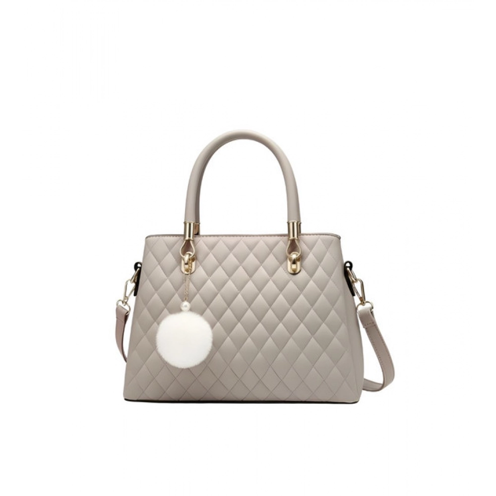 Women's PU Leather Solid Shoulder Zipper Handbag Grey