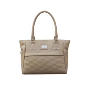 Women's PU Leather Solid Shoulder Zipper Handbag (Beige)