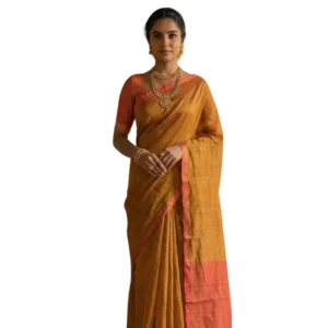 Women's Cotton Printed Saree With Unstitched Blouse 5.5Mtr (Mustrad)